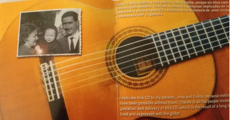 Foto de la dedicatoria en el CD "Guitarra fin de siglo"